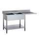 Plonge professionnelle 160x70cm avec étagère basse et emplacement lave-vaisselle Gastro M