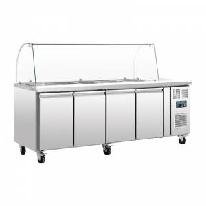 Comptoir de préparation réfrigéré GN avec pare-haleine Polar 4 portes