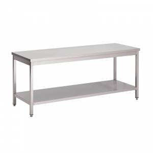 Table de travail 200 x 70 cm en inox - avec rebord