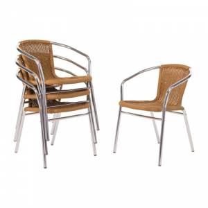 Fauteuils en rotin et aluminium empilables Bolero