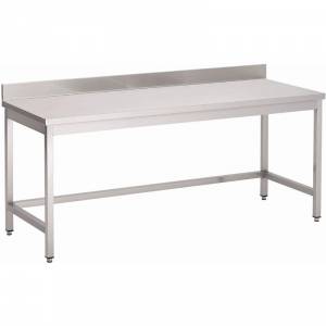 Table inox sans étagère basse avec dosseret Gastro M 1400 x 700 x 850mm