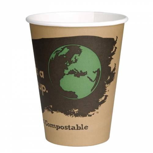 Gobelets boissons chaudes PLA simple paroi compostables 34 cl Fiesta Green (x1000)