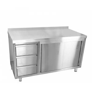 ARMOIRE DE TRAVAIL PROFESSIONNELLE - AVEC  PORTES COULLISSANTES + DOSSERET - NEUF - EQUIPEMENTPRO