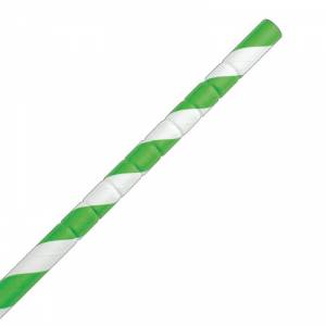 Pailles en papier compostables Fiesta Compostable rayées vert et blanc