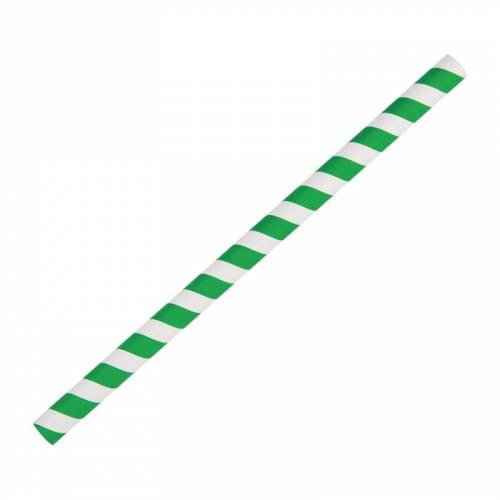 Pailles en papier flexibles compostables Fiesta Compostable rayures vertes (lot de 250)