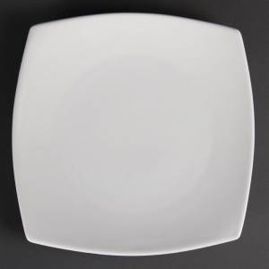 Assiettes carrées bords arrondis blanches Olympia 240mm