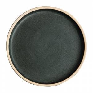 Assiettes plates 18 cm  bord droit vert bronze Olympia Canvas