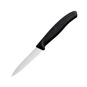 Couteau d'office denté pointu 8cm - noir - Victorinox