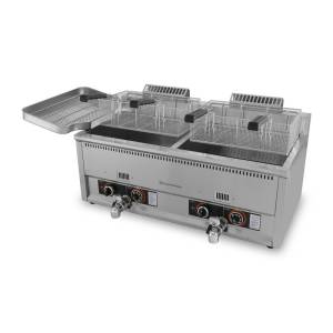 Friteuse gaz professionnelle double cuves - 2 x 17Litres
