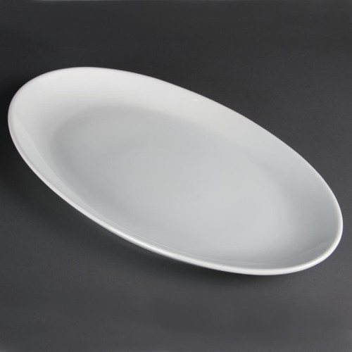 Assiettes Creuses Ovales en Porcelaine Blanche 365 x 235 mm - Olympia