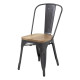 Chaises en acier avec assise en bois gris métallisé (lot de 4) - Bolero