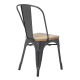 Chaises en acier avec assise en bois gris métallisé (lot de 4) - Bolero