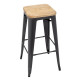 Tabouret bistro haut en acier gris avec assise en bois - lot de 4 - Bolero