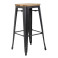 Tabouret bistro haut en acier gris avec assise en bois - lot de 4 - Bolero