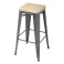 Tabouret bistro haut en acier gris avec assise en bois - lot de 4 - Bolero